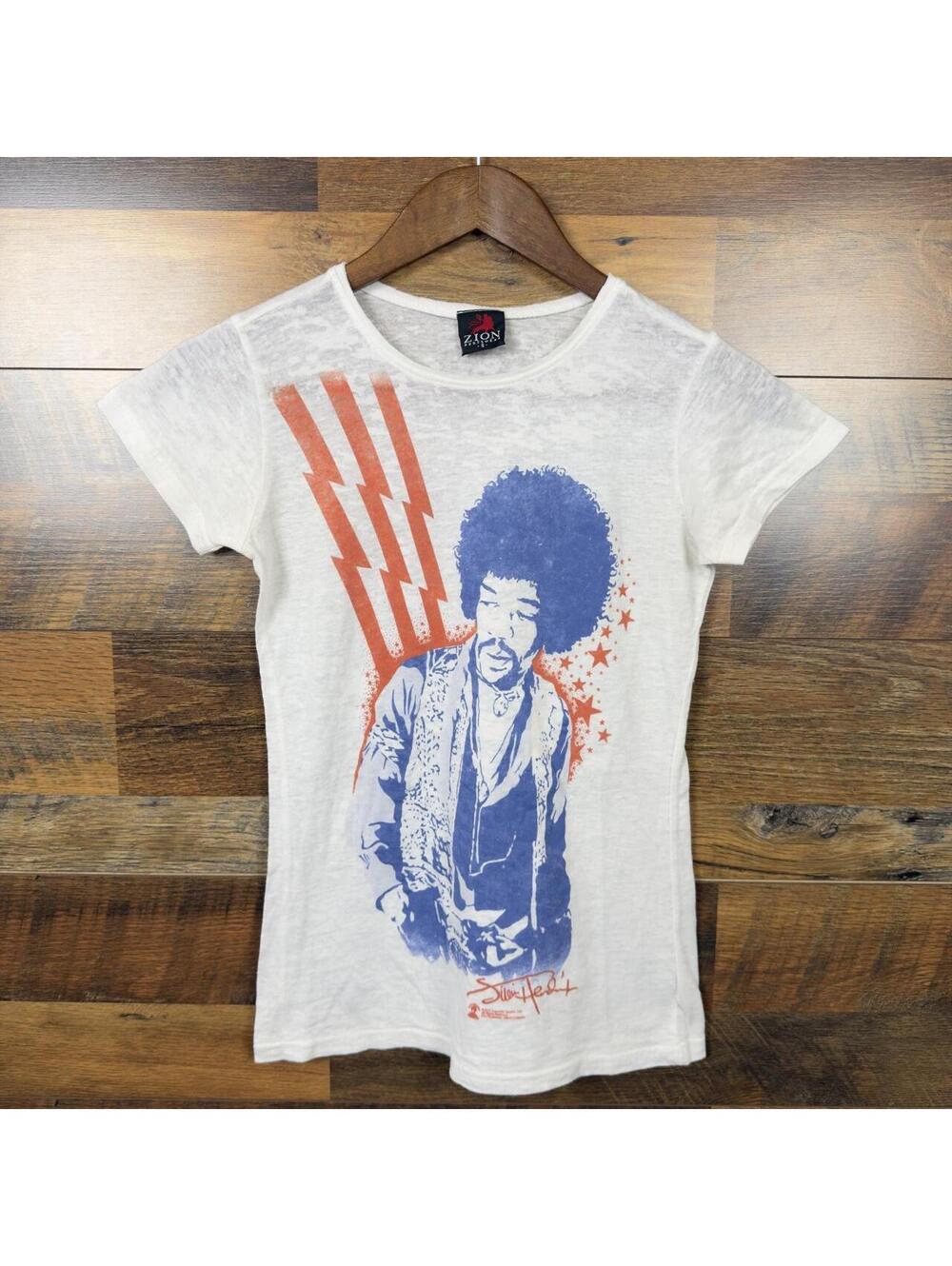 2007 Jimi Hendrix Zion Graphic T-Shirt Women’s Small Sheer Y2K Rock Tee